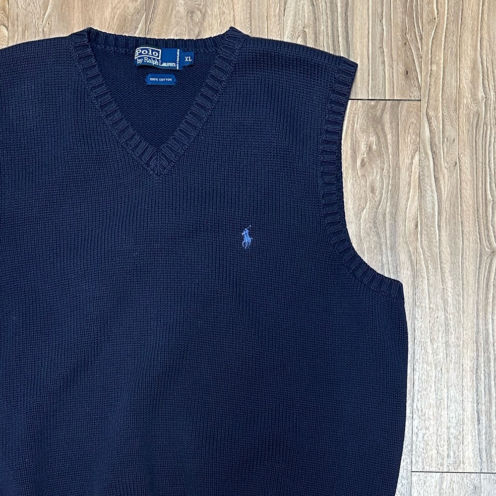 Polo by Ralph Lauren Navy V-Neck Sweater Vest with Blue Pony